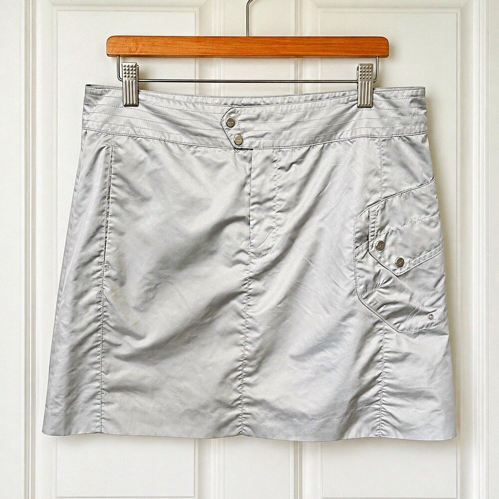 RLX Ralph Lauren Women's Gray Cargo Golf Skort Size 6 Solid Zip Pockets
